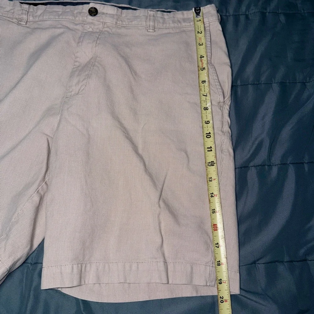 Johnston & Murphy Shorts Mens 38 Khaki Excellent Micro-Check Cotton